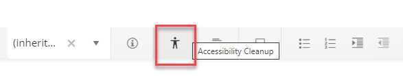 Image showing Accessibility Cleanup Tool in Sitefinity Toolbar