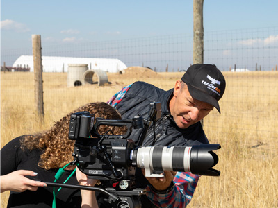 CAM student filming outside