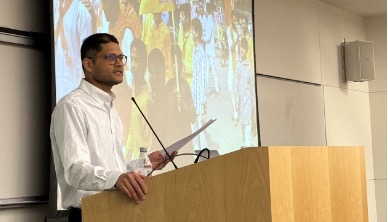 Dr. Chatterjee delivers a lecture to the university community