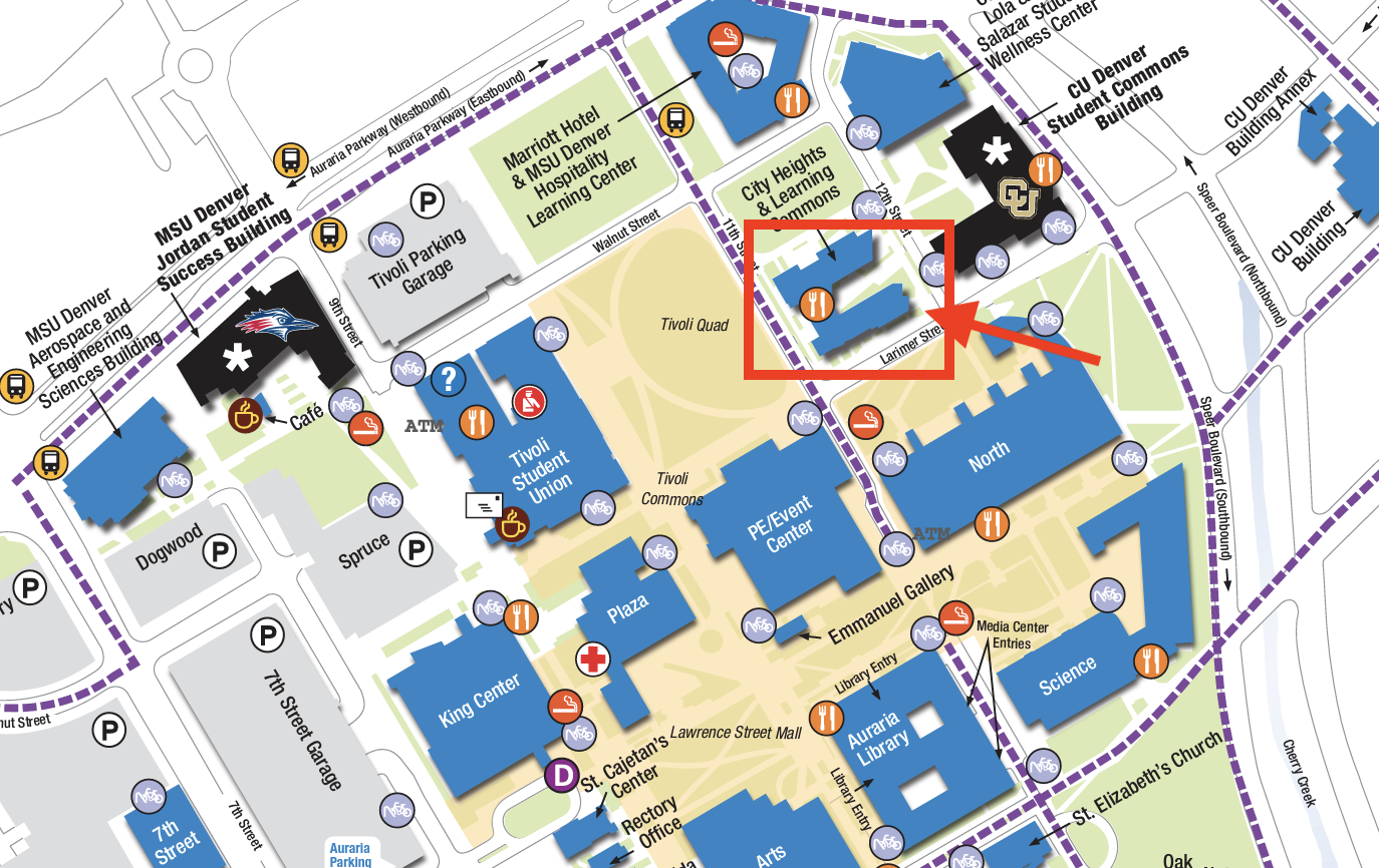 learning commons map of auraria campus