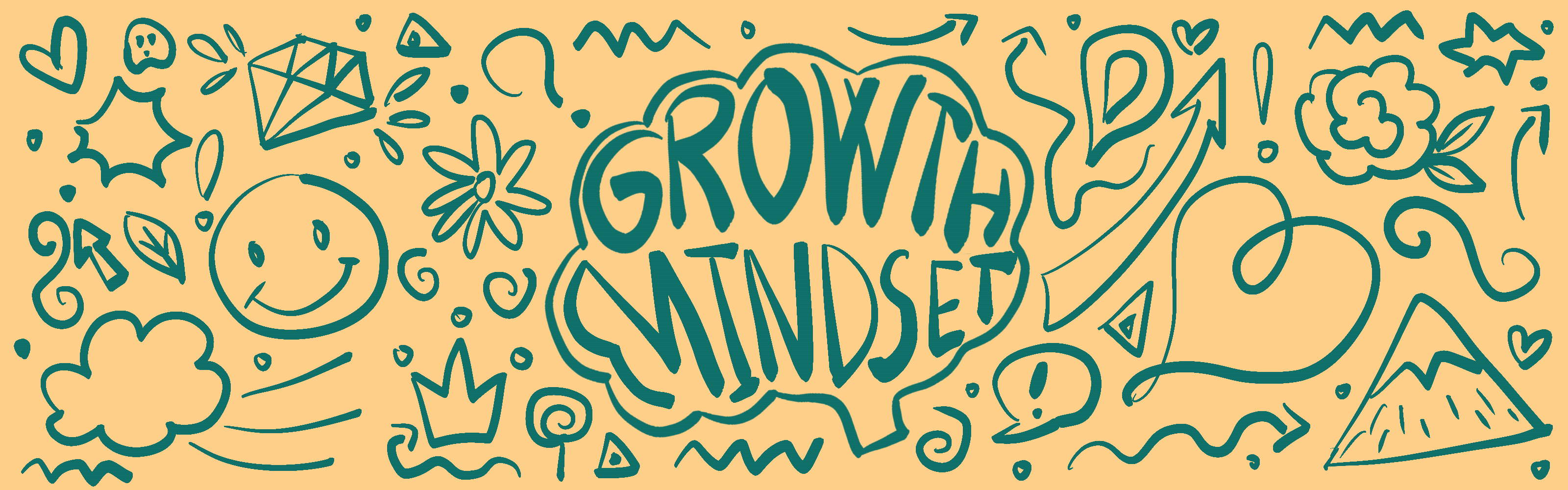 GIF with doodles and texts that say "Growth mindset", "Find joy in reading", and "Take it slow".