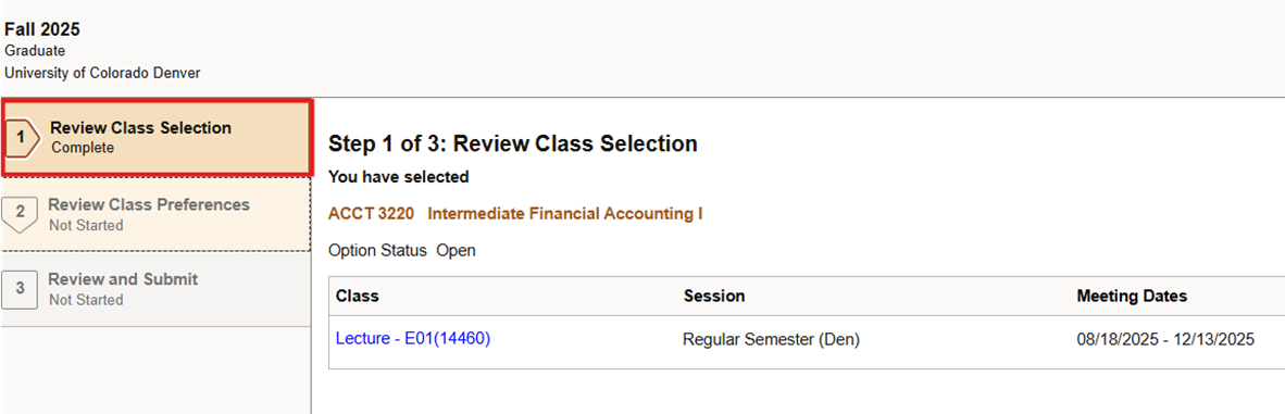 Review Class Selection