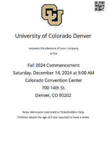 Example of CU Denver commencement ceremony ticket