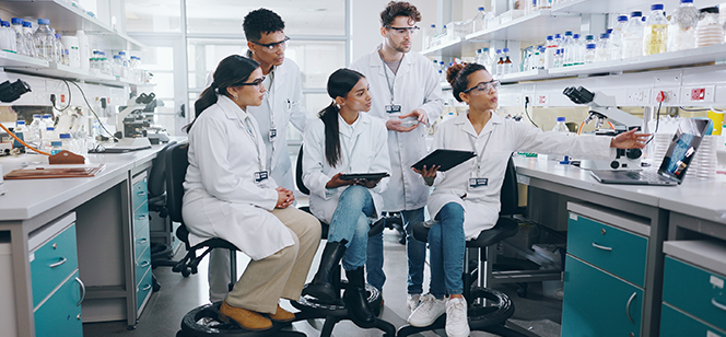 College students in research lab