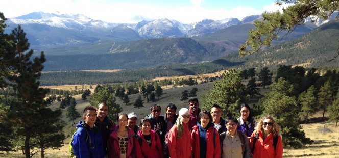 Group of students posing in the Rocky Mountain National Park