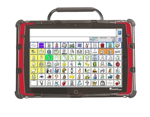 Accent 1000 with speech generating app on screen