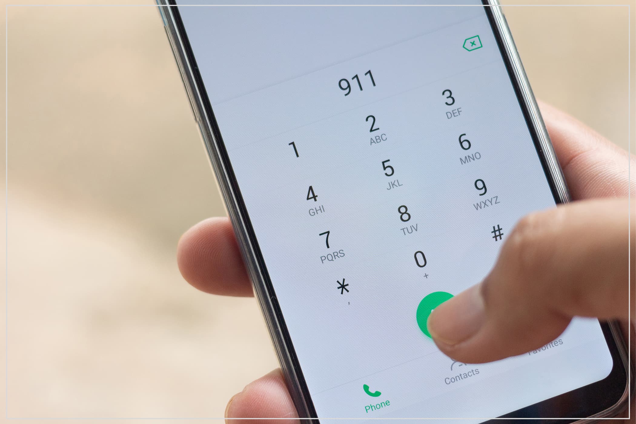 911 on a smart phone screen