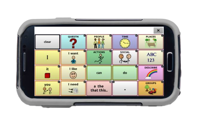 Nova Chat 5 device with speech generating app open on screen