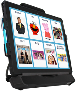 Winslate facing out at a slight angle with speech generating app on screen