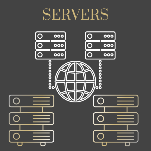 Icons of servers connected to the internet